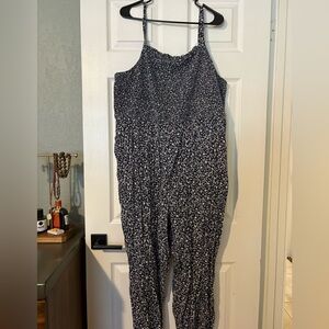 Old Navy Navy Floral Jumpsuit